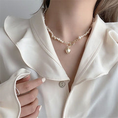 Natural Baroque Freshwater Pearl Heart-shaped Bracelet Necklaces Charm Jewelry Set YS1255 Touchy Style