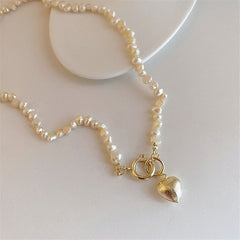 Natural Baroque Freshwater Pearl Heart-shaped Bracelet Necklaces Charm Jewelry Set YS1255 Touchy Style