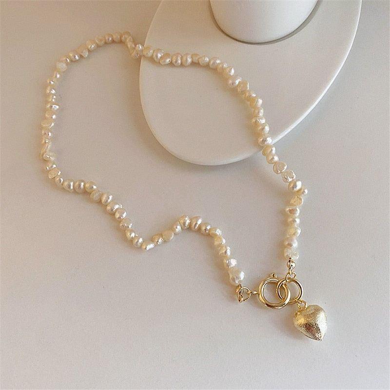 Natural Baroque Freshwater Pearl Heart-shaped Bracelet Necklaces Charm Jewelry Set YS1255 Touchy Style