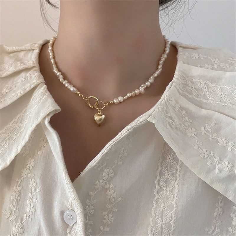 Natural Baroque Freshwater Pearl Heart-shaped Bracelet Necklaces Charm Jewelry Set YS1255 Touchy Style