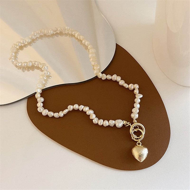 Natural Baroque Freshwater Pearl Heart-shaped Bracelet Necklaces Charm Jewelry Set YS1255 Touchy Style