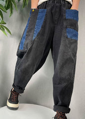 Natural Black Patchwork denim harem Pants Spring BSNZK-LPTS211124