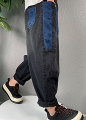 Natural Black Patchwork denim harem Pants Spring BSNZK-LPTS211124