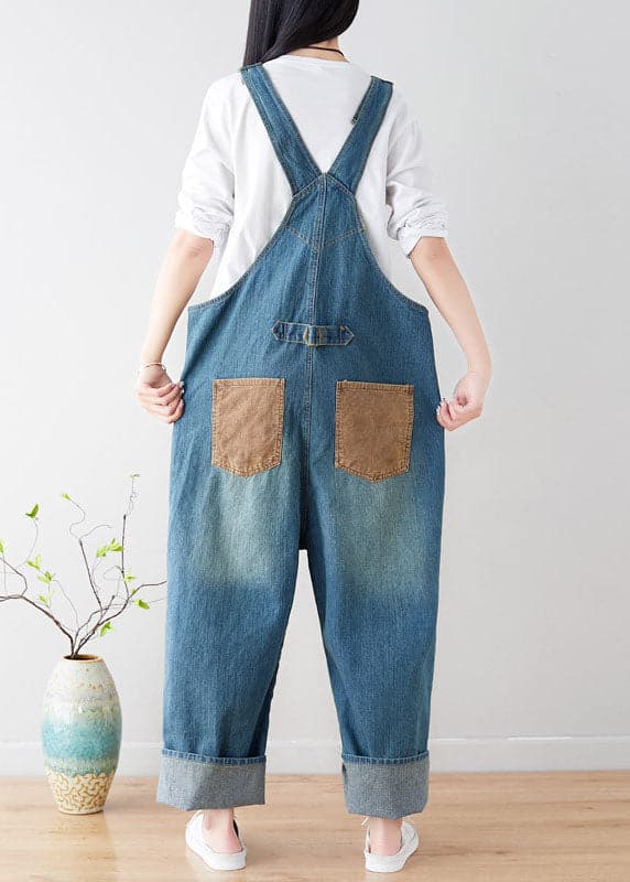 Natural Blue pockets Patchwork denim Jumpsuits Spring YSBS-JPTS220118