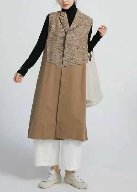 Natural Sleeveless  Spring Outfit Patchwork Art Coat TCT210107