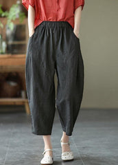 Natural Yellow Elastic Waist Summer Linen Harem Pants GK-LPTS210708