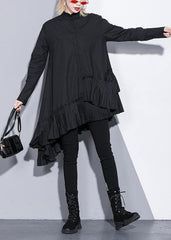 Natural black cotton crane tops patchwork cotton ruffles blouses AT-LTP191211