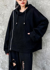 Natural hooded drawstring tunics for women Outfits black shirt AT-LTP200812