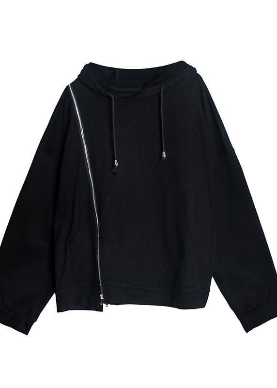 Natural hooded drawstring tunics for women Outfits black shirt AT-LTP200812