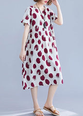 Natural o neck short sleeve Cotton quilting clothes Shape red dotted Dresses SDM200325