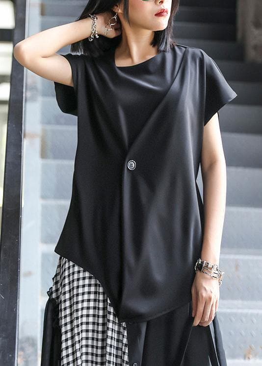 Natural o neck tie waist Blouse Neckline black shirt AT-STP200723