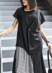 Natural o neck tie waist Blouse Neckline black shirt AT-STP200723