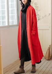 Natural red Plus Size trench coat Outfits pockets fall women coats TCT191209