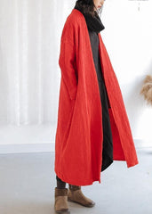 Natural red Plus Size trench coat Outfits pockets fall women coats TCT191209