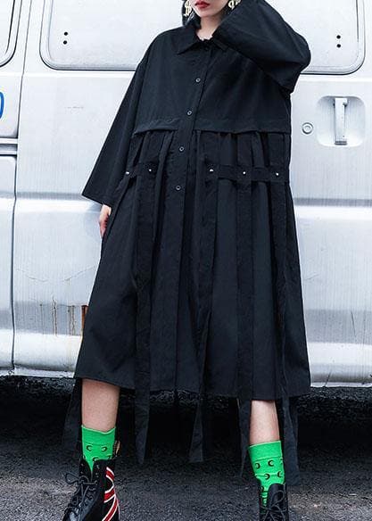 Natural tassel cotton dresses design black Dresses shirt Dress fall AT-FDL190923