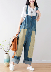 Natural Blue pockets Patchwork denim Jumpsuits Spring dylinoshop