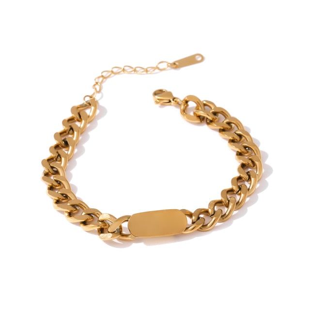 Necklace Bracelet Charm Jewelry Gold Chain Stainless Steel Charm Texture Collar YOS0337 Touchy Style