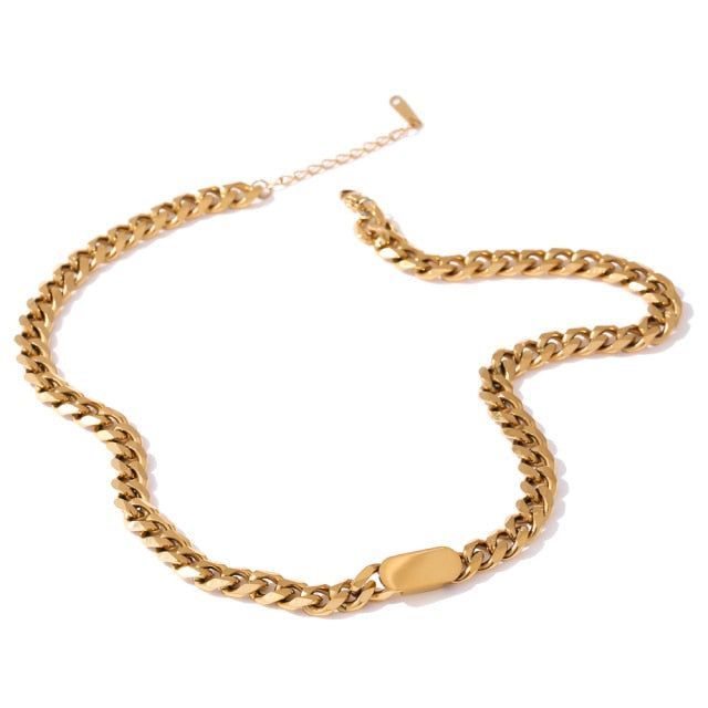 Necklace Bracelet Charm Jewelry Gold Chain Stainless Steel Charm Texture Collar YOS0337 Touchy Style