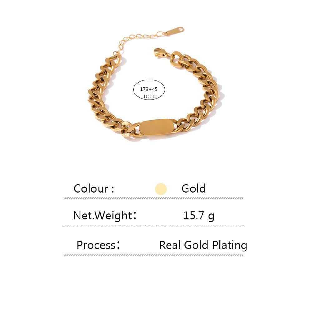 Necklace Bracelet Charm Jewelry Gold Chain Stainless Steel Charm Texture Collar YOS0337 Touchy Style