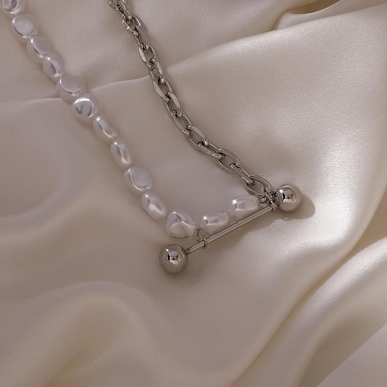 Necklace Charm Jewelry CJMOS33 Irregular Pearl Thick Chain Fashion Touchy Style