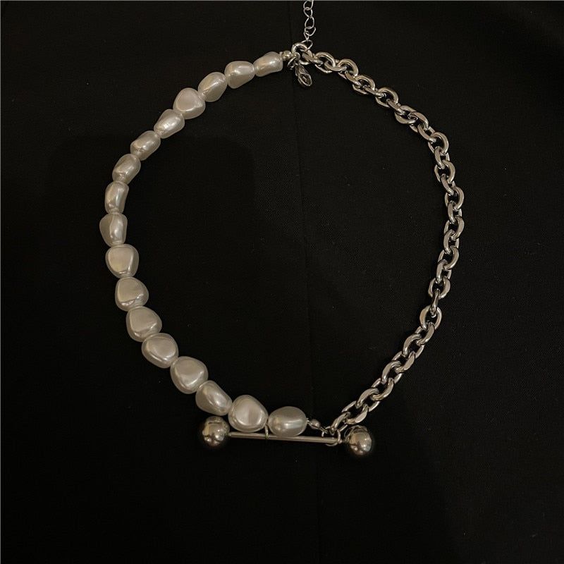 Necklace Charm Jewelry CJMOS33 Irregular Pearl Thick Chain Fashion Touchy Style