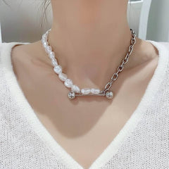 Necklace Charm Jewelry CJMOS33 Irregular Pearl Thick Chain Fashion Touchy Style