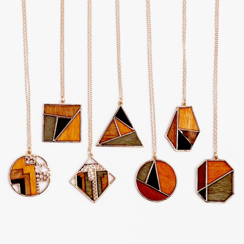 Necklaces Charm Jewelry Acrylic Wooden Geometric Fashion SMT260 Touchy Style