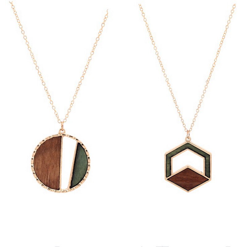 Necklaces Charm Jewelry Acrylic Wooden Geometric Fashion SMT260 Touchy Style