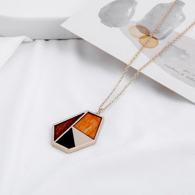 Necklaces Charm Jewelry Acrylic Wooden Geometric Fashion SMT260 Touchy Style