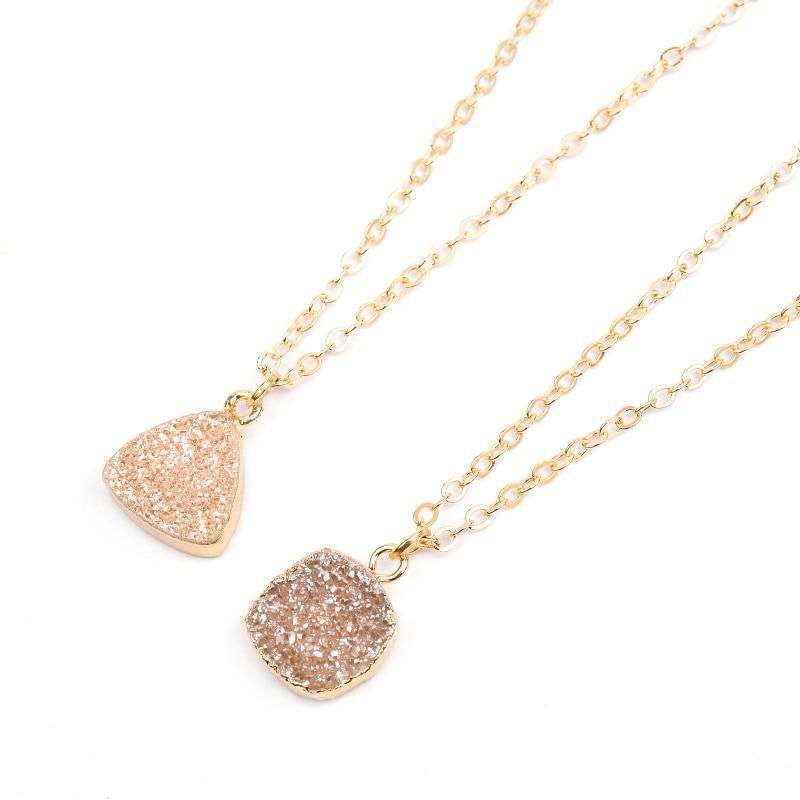 Necklaces Charm Jewelry Geometric Champagne Drusy Jewelry #NKS254 Touchy Style