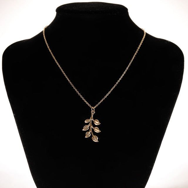 Necklaces Charm Jewelry Golden Minimalist Long Leaves ROS1140 Touchy Style