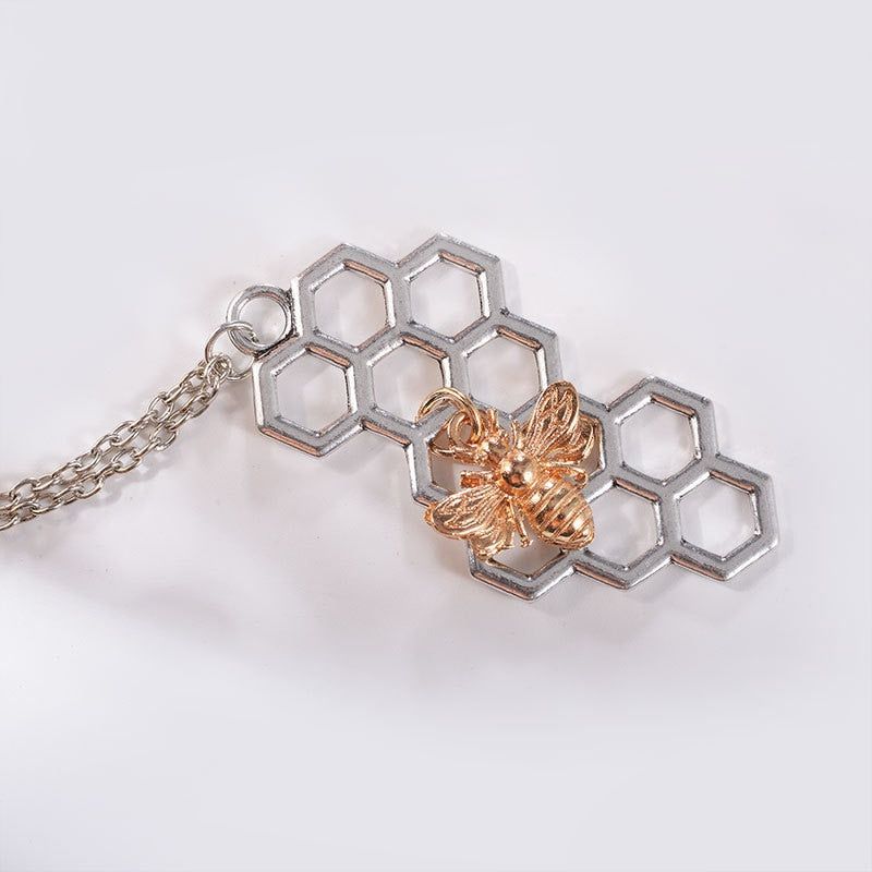 Necklaces Charm Jewelry Hexagon Honeycomb Bee Pattern NS0252 Touchy Style