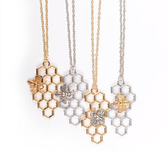 Necklaces Charm Jewelry Hexagon Honeycomb Bee Pattern NS0252 Touchy Style