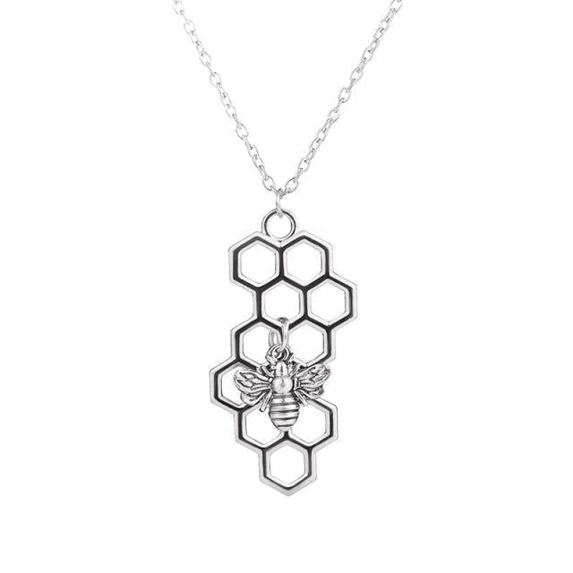 Necklaces Charm Jewelry Hexagon Honeycomb Bee Pattern NS0252 Touchy Style