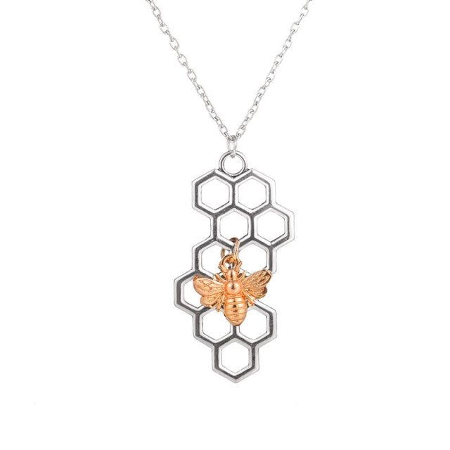 Necklaces Charm Jewelry Hexagon Honeycomb Bee Pattern NS0252 Touchy Style