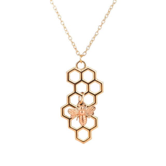 Necklaces Charm Jewelry Hexagon Honeycomb Bee Pattern NS0252 Touchy Style