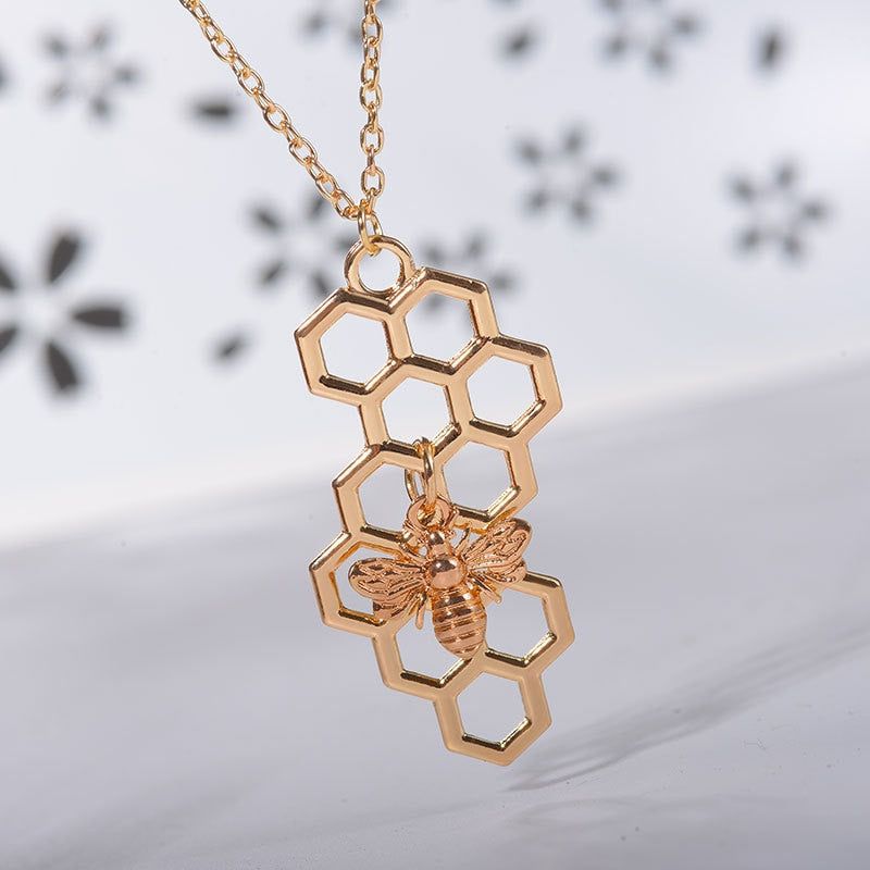 Necklaces Charm Jewelry Hexagon Honeycomb Bee Pattern NS0252 Touchy Style