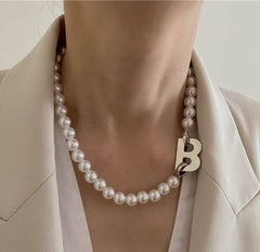 Necklaces Charm Jewelry Letter Pearl Choker Statement #ET307 Touchy Style