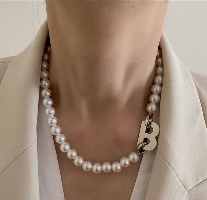 Necklaces Charm Jewelry Letter Pearl Choker Statement #ET307 Touchy Style