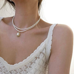 Necklaces Charm Jewelry Mini Pearl With Double Layers #ET209 Touchy Style