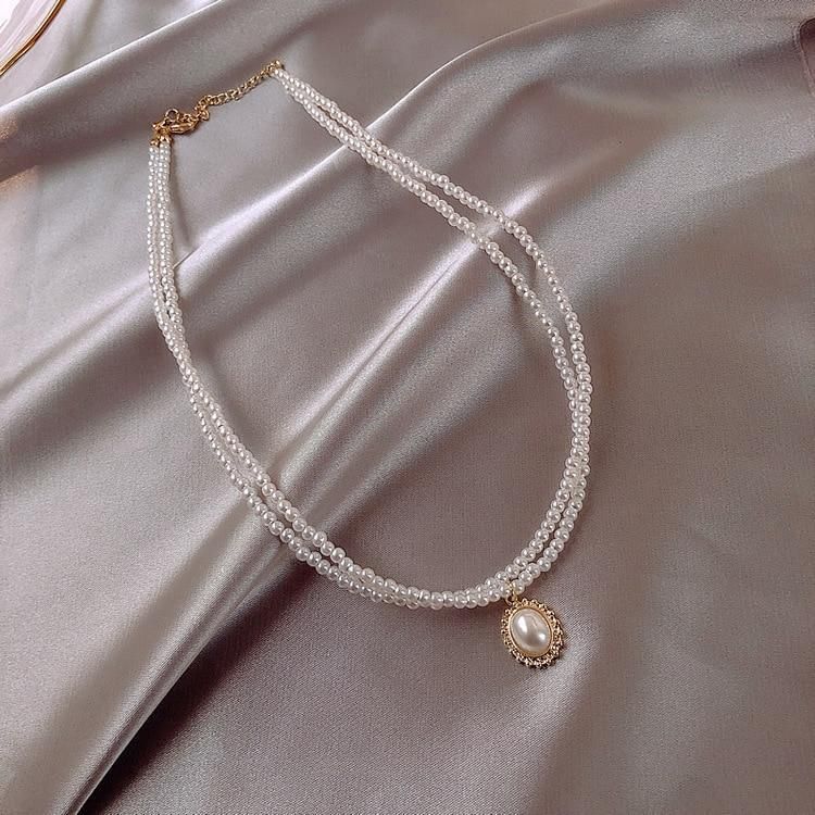 Necklaces Charm Jewelry Mini Pearl With Double Layers #ET209 Touchy Style