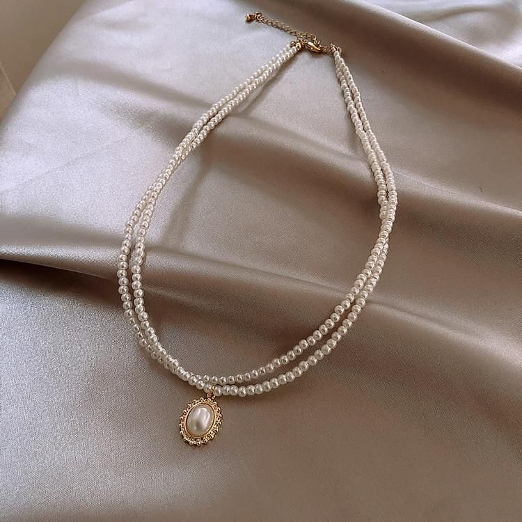 Necklaces Charm Jewelry Mini Pearl With Double Layers #ET209 Touchy Style