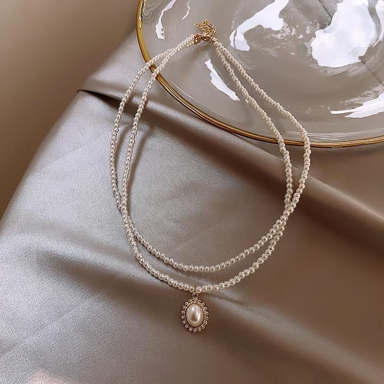 Necklaces Charm Jewelry Mini Pearl With Double Layers #ET209 Touchy Style