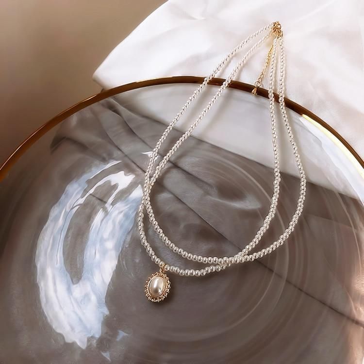 Necklaces Charm Jewelry Mini Pearl With Double Layers #ET209 Touchy Style