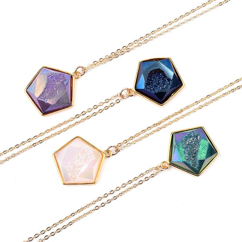 Necklaces Charm Jewelry NCJB57 Crystal Druzy Stone Choker Touchy Style