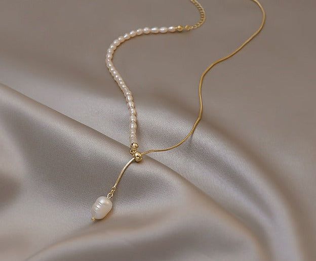 Necklaces Charm Jewelry NCJSO27 Elegant Natural Baroque Pearl Chain Touchy Style