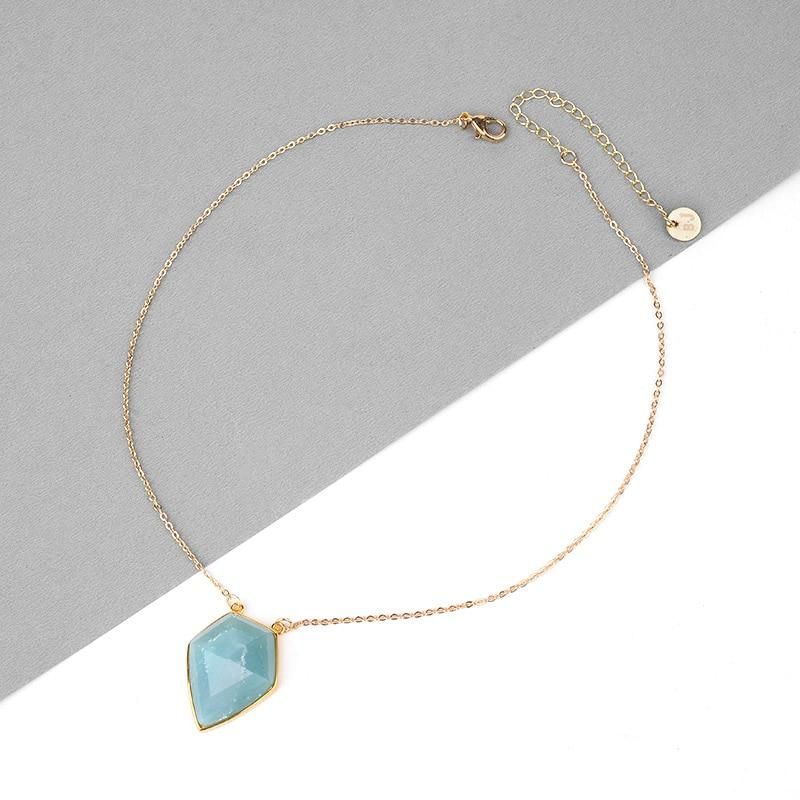 Necklaces Charm Jewelry NKS201 Blue Geometric Crystal Pendant Touchy Style