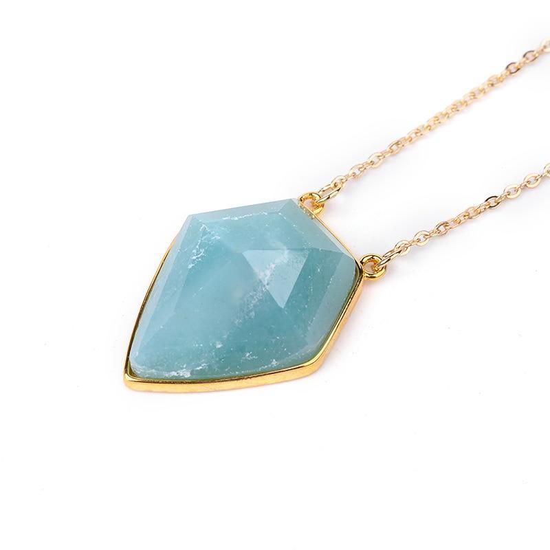 Necklaces Charm Jewelry NKS201 Blue Geometric Crystal Pendant Touchy Style