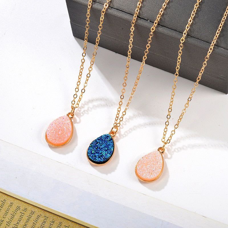 Necklaces Charm Jewelry Natural Stone Water Drop Pendant COS0454 Touchy Style