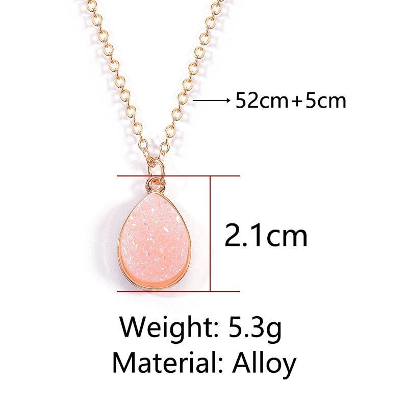 Necklaces Charm Jewelry Natural Stone Water Drop Pendant COS0454 Touchy Style